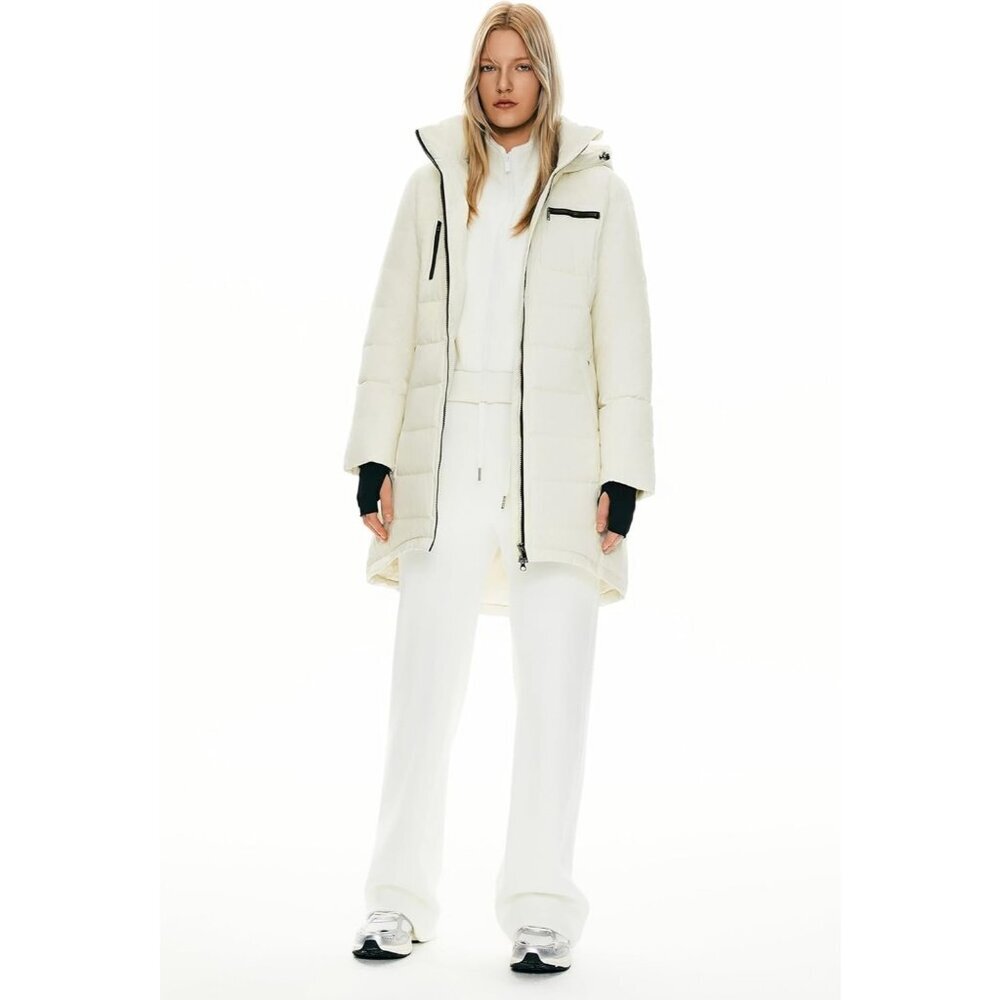 Women's Cannoli Cream Down Hooded Puffer Quilted Jacket Coat Winter Outerwear - Picture 6 of 8